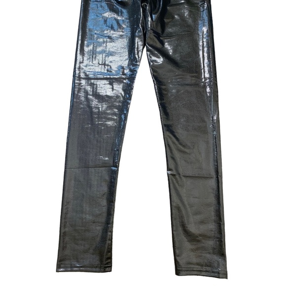 NWT YU & ME Paris Shimmery Textured Faux Leather Leggings Black Size Medium - Picture 5 of 9